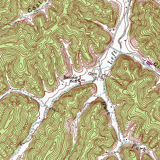 Topographic Map of Roscoe School, KY