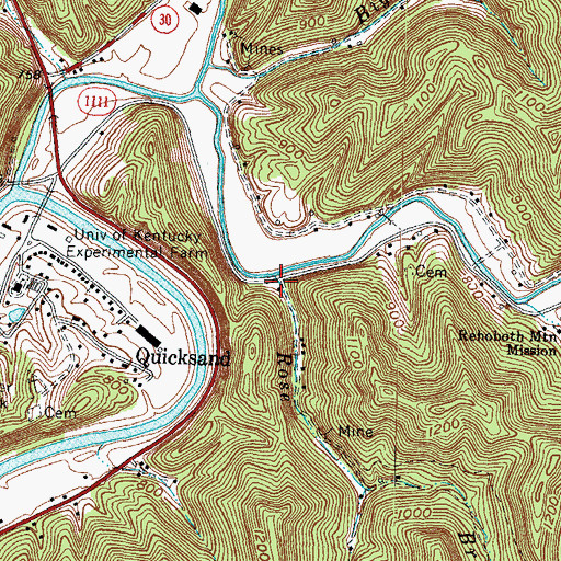 Topographic Map of Rose Branch, KY
