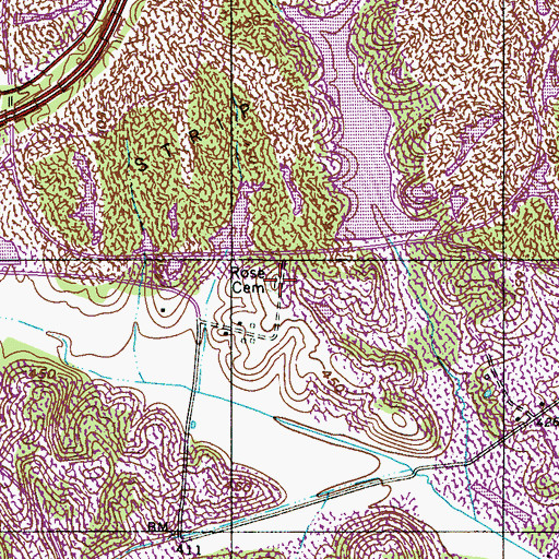 Topographic Map of Rose Cemetery, KY