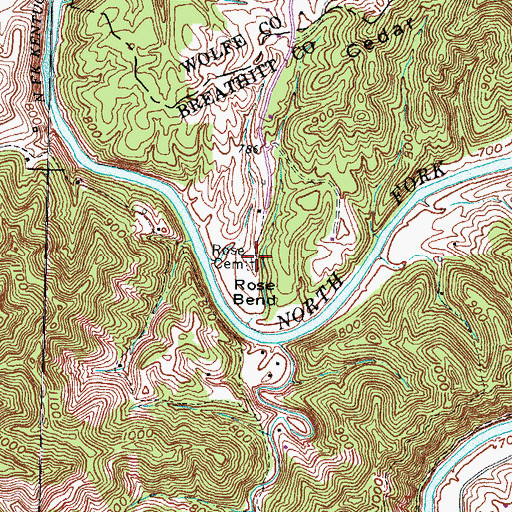 Topographic Map of Rose Cemetery, KY