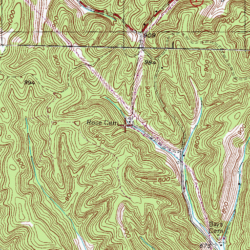 Topographic Map of Rose Cemetery, KY