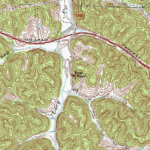 Topographic Map of Rose Chapel, KY