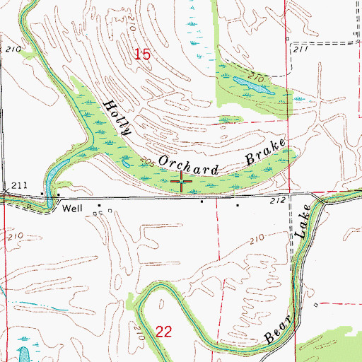 Topographic Map of Holly Orchard Brake, AR