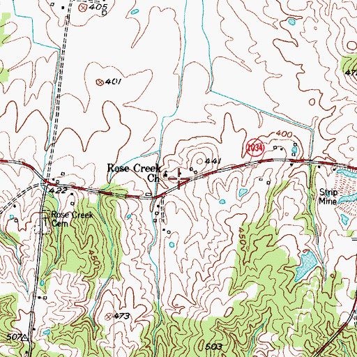 Topographic Map of Rose Creek Church, KY