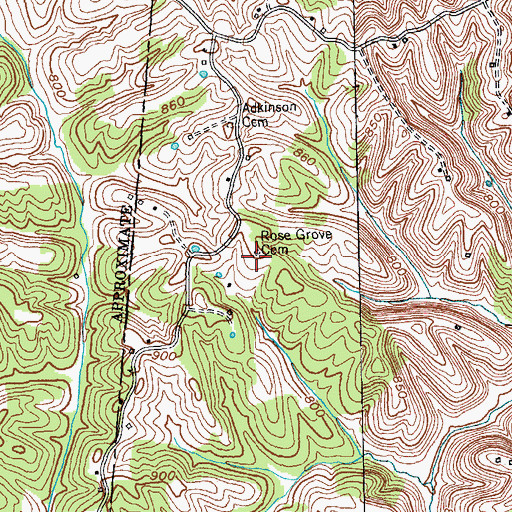 Topographic Map of Rose Grove Cemetery, KY