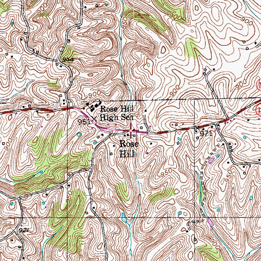 Topographic Map of Rose Hill, KY