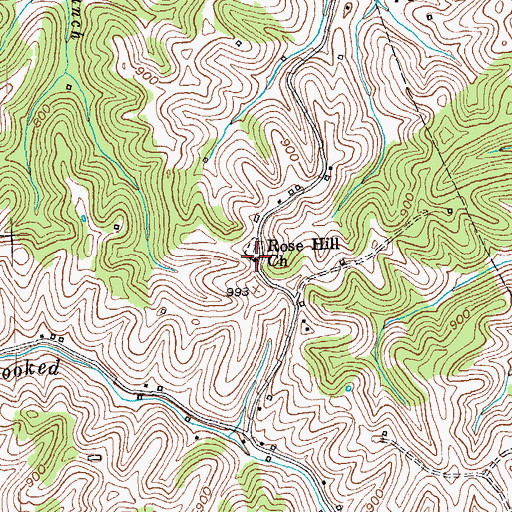 Topographic Map of Rose Hill Church, KY