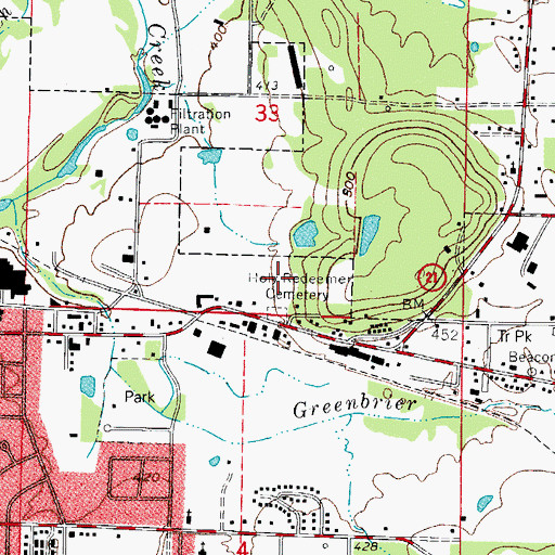 Topographic Map of Holly Redeemer Cemetery, AR