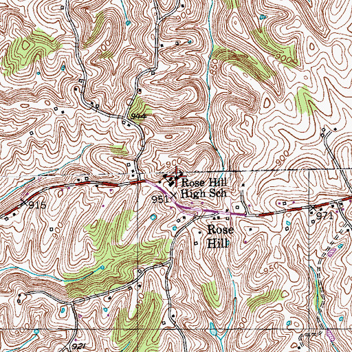 Topographic Map of Rose Hill High School, KY