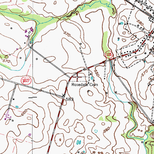 Topographic Map of Rosedale Cemetery, KY