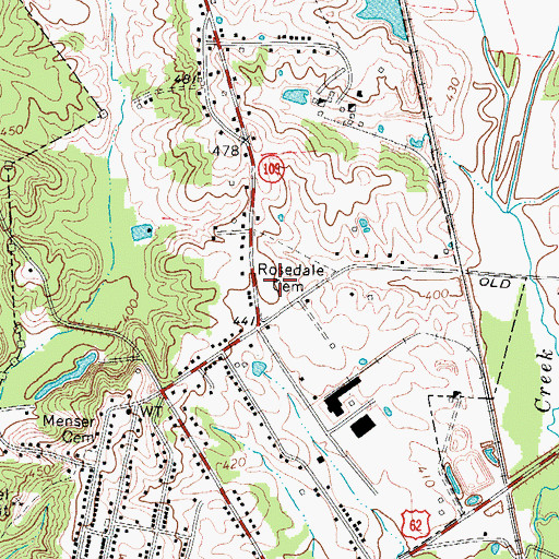 Topographic Map of Rosedale Cemetery, KY