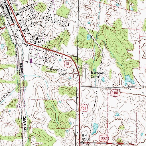Topographic Map of Roselawn Cemetery, KY