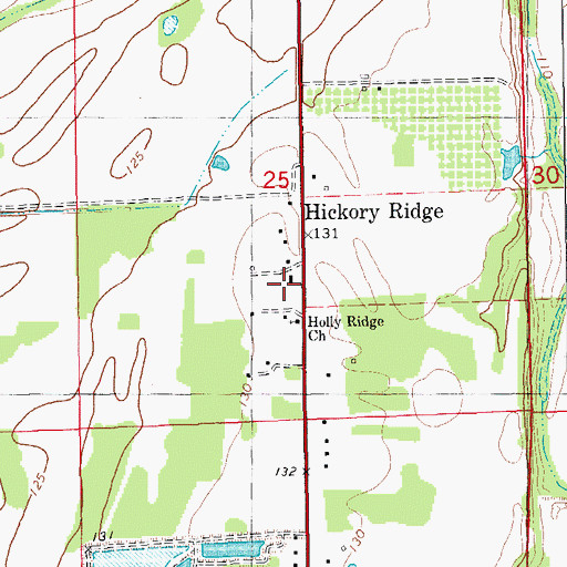 Topographic Map of Holly Ridge Church, AR