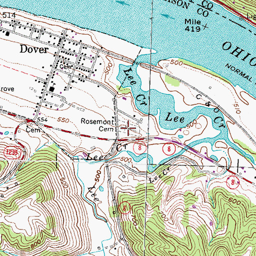 Topographic Map of Rosemont Cemetery, KY