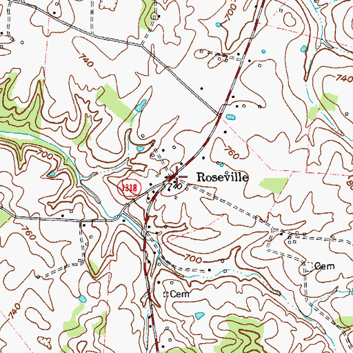 Topographic Map of Roseville, KY