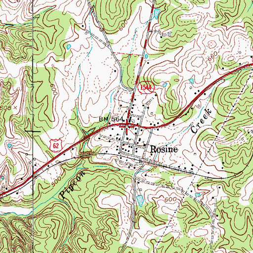 Topographic Map of Rosine, KY
