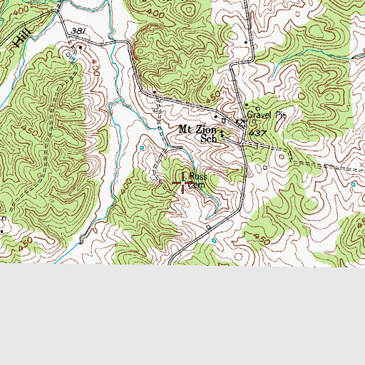 Topographic Map of Ross Cemetery, KY