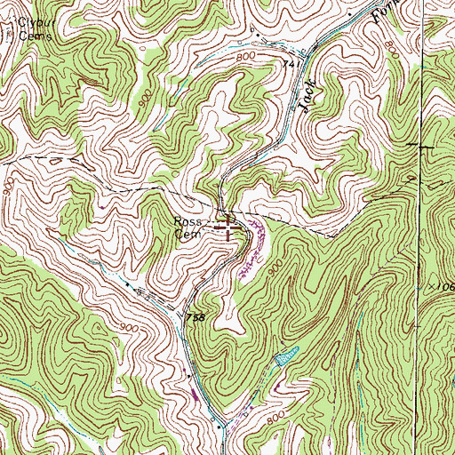 Topographic Map of Ross Cemetery, KY