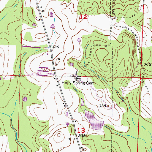 Topographic Map of Holly Spring Cemetery, AR