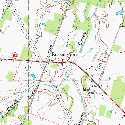Topographic Map of Rossington, KY
