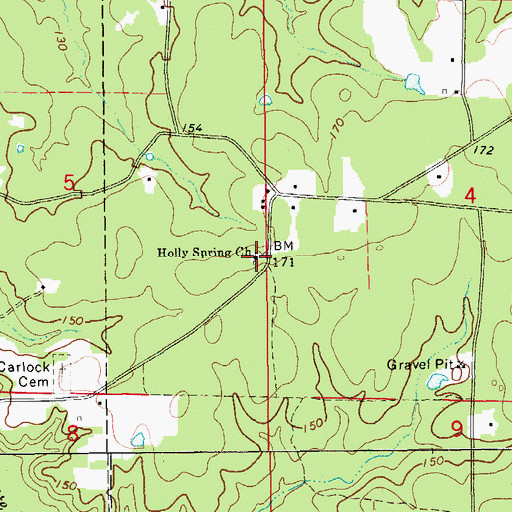 Topographic Map of Holly Spring Church, AR