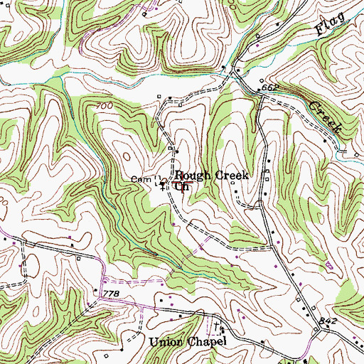 Topographic Map of Rough Creek Church, KY