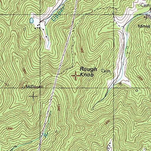 Topographic Map of Rough Knob, KY