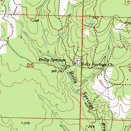 Topographic Map of Holly Springs, AR