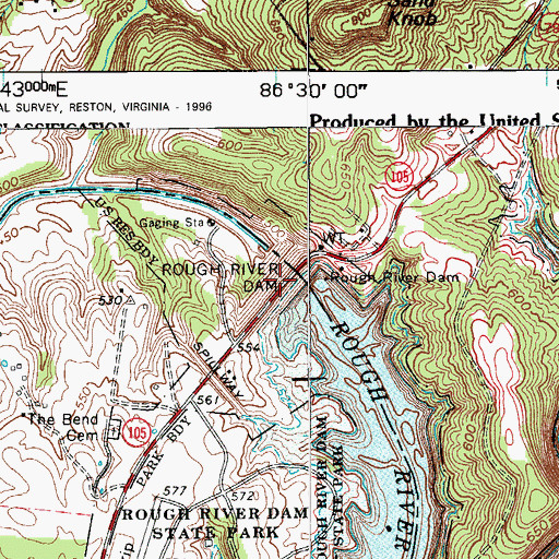 Topographic Map of Rough River Dam, KY