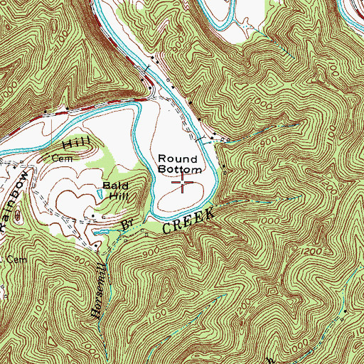 Topographic Map of Round Bottom, KY