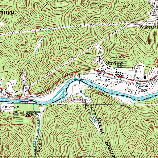Topographic Map of Round Bottom Branch, KY