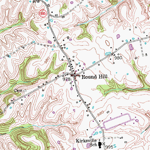 Topographic Map of Round Hill, KY