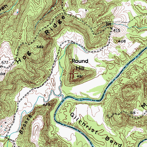 Topographic Map of Round Hill, KY