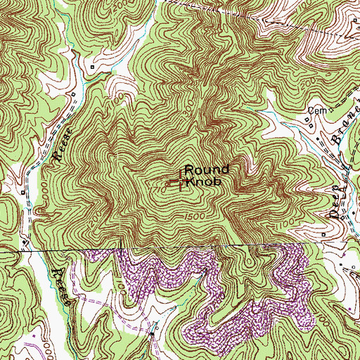 Topographic Map of Round Knob, KY