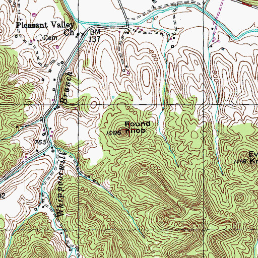 Topographic Map of Round Knob, KY