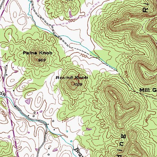 Topographic Map of Round Knob, KY
