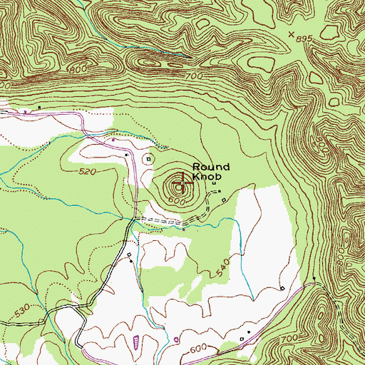 Topographic Map of Round Knob, KY