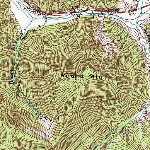 Topographic Map of Round Mountain, KY