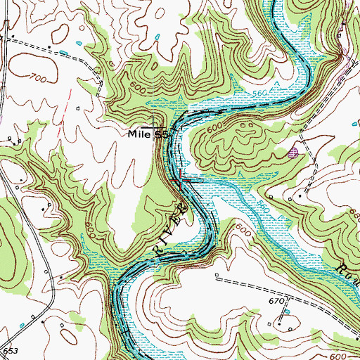 Topographic Map of Round Stone Creek, KY