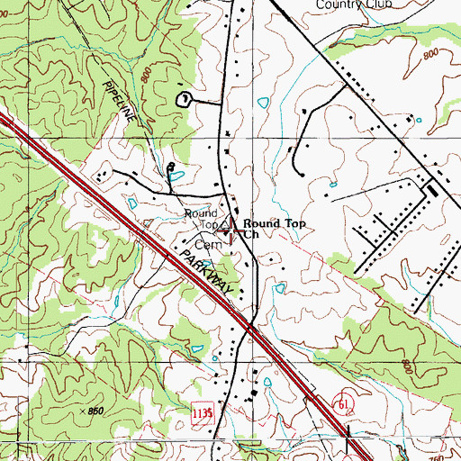 Topographic Map of Round Top Church, KY