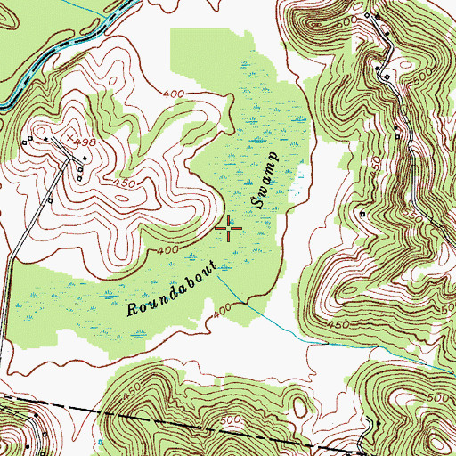 Topographic Map of Roundabout Swamp, KY