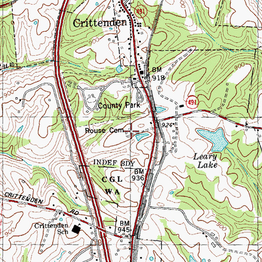 Topographic Map of Rouse Cemetery, KY