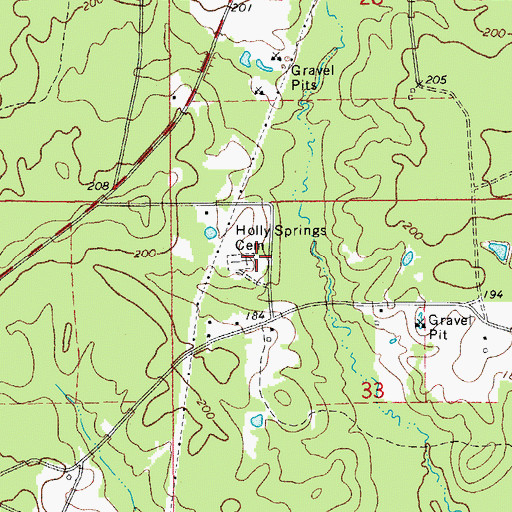 Topographic Map of Holly Springs Cemetery, AR