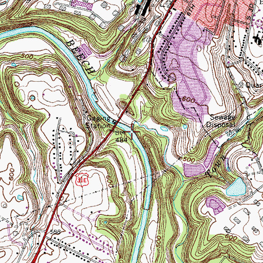 Topographic Map of Rowan Creek, KY