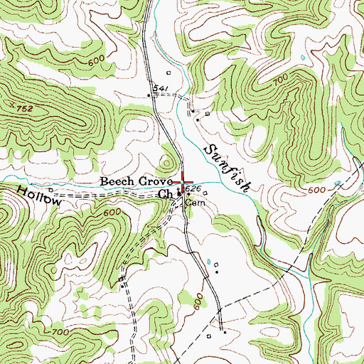 Topographic Map of Rowe Hollow, KY