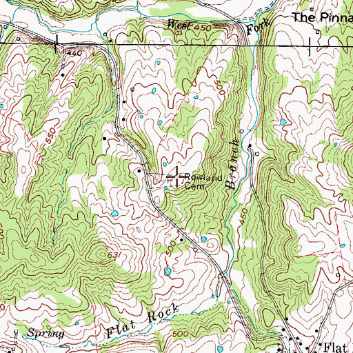 Topographic Map of Rowland Cemetery, KY