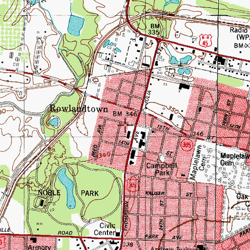 Topographic Map of Rowlandtown, KY