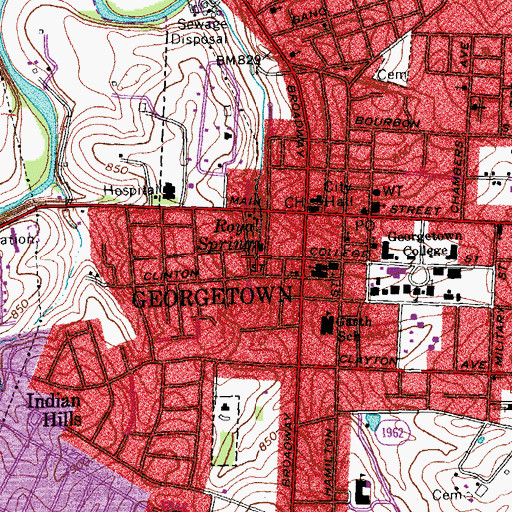 Topographic Map of Royal Springs, KY