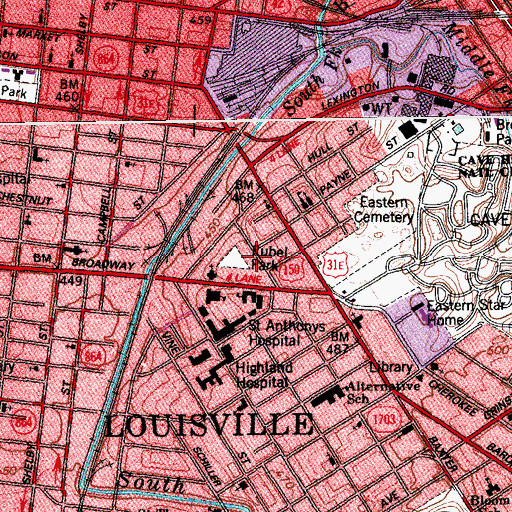 Topographic Map of Rubel Avenue School, KY