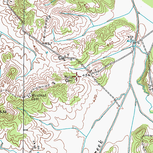 Topographic Map of Ruby Cemetery, KY